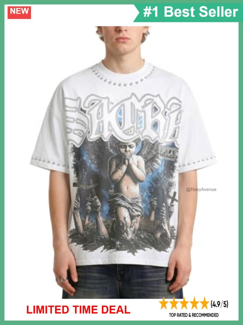 Graphic Angel Christian Tee 100% Cotton Oversized Unisex Y2K Streetwear